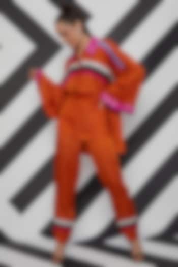 Orange Striped Pants by Wendell Rodricks