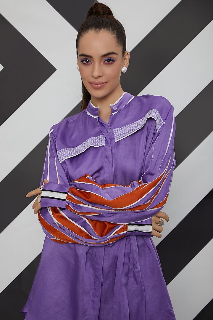 Lilac Summer Shirt Dress With Belt by Wendell Rodricks at Pernia's Pop Up Shop