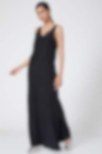 Black Silk Georgette Cami Dress by Wendell Rodricks