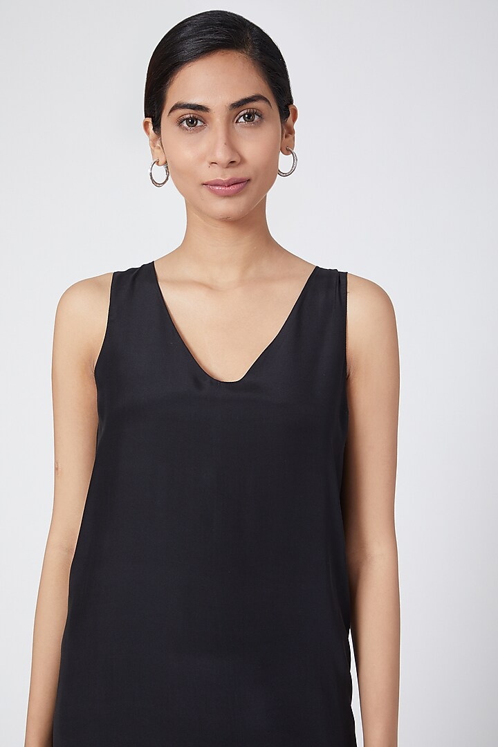 Black Silk Georgette Cami Summer Dress by Wendell Rodricks at Pernia's Pop Up Shop