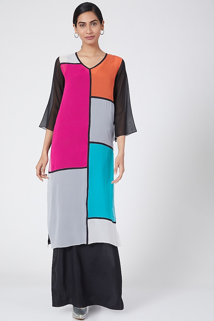 Multi Colored Mondrian Tunic by Wendell Rodricks at Pernia's Pop Up Shop