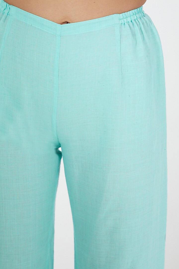 Mint Straight Cut Linen Pants by Wendell Rodricks