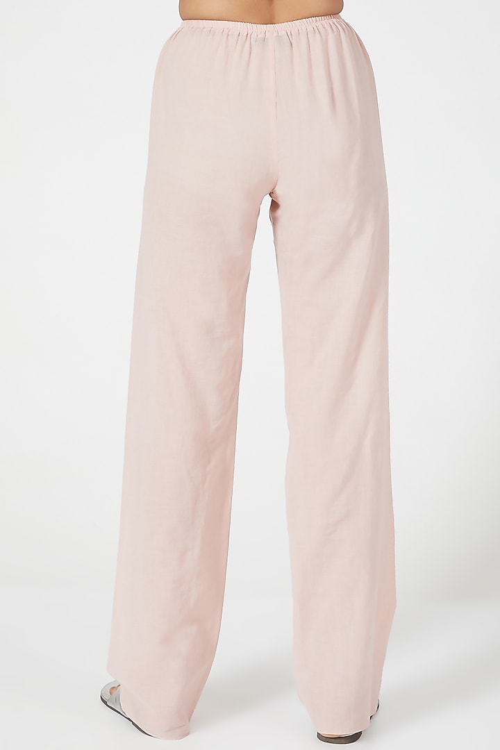 Pink Straight Cut Linen Pants by Wendell Rodricks at Pernia's Pop Up Shop