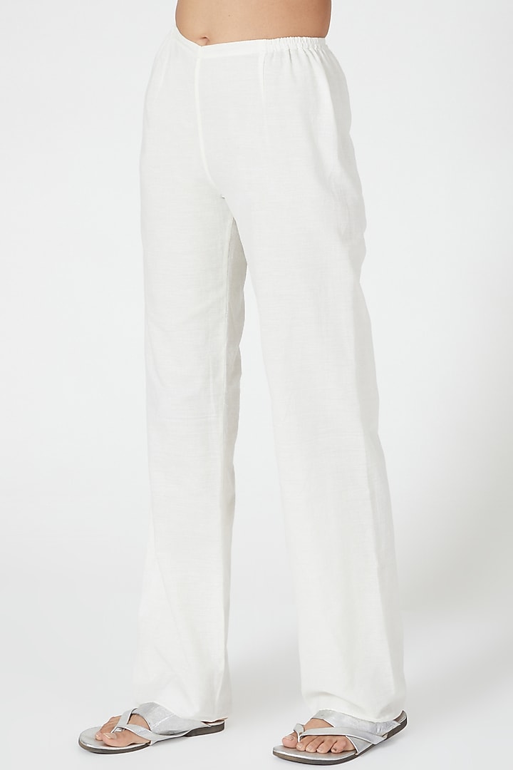 Ivory Straight Cut Linen Pants by Wendell Rodricks at Pernia's Pop Up Shop