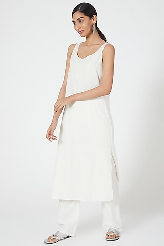 Ivory Straight Cut Dress by Wendell Rodricks