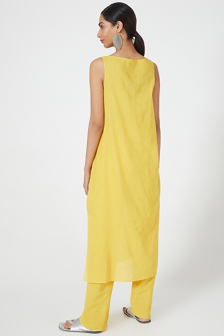 Yellow Straight Cut Dress by Wendell Rodricks at Pernia's Pop Up Shop