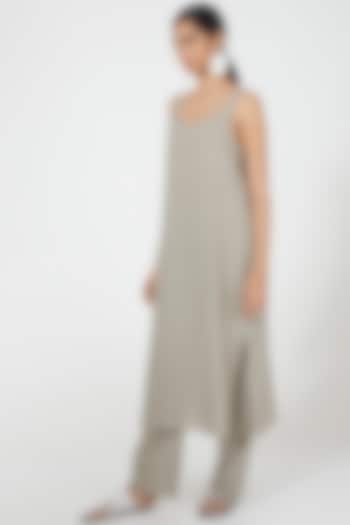 Grey Straight Cut Dress by Wendell Rodricks