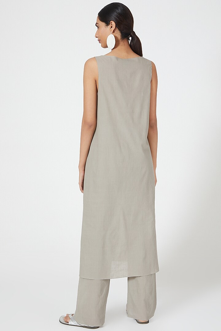 Grey Straight Cut Dress by Wendell Rodricks at Pernia's Pop Up Shop