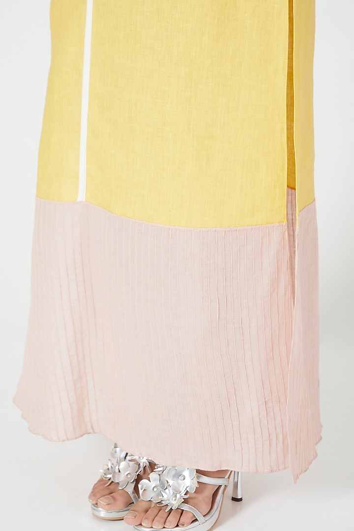 Yellow Maxi Dress With Color Blocking by Wendell Rodricks at Pernia's Pop Up Shop