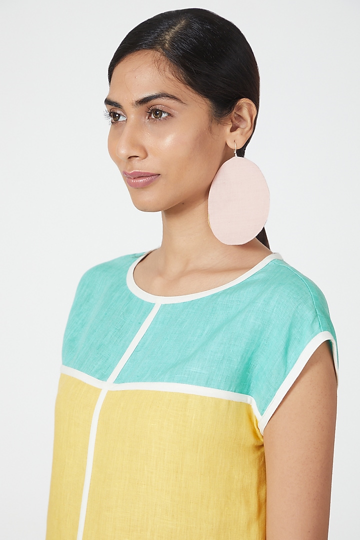 Yellow Maxi Dress With Color Blocking by Wendell Rodricks at Pernia's Pop Up Shop