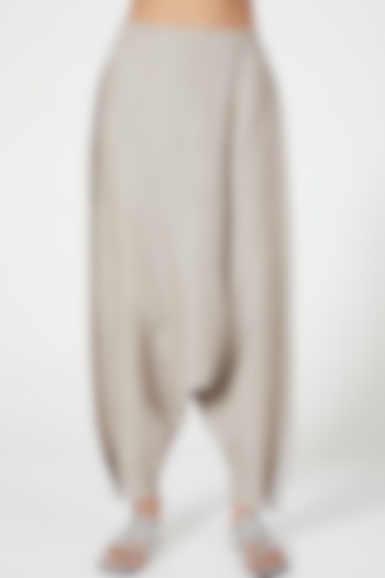 Grey Cowl Draped Pants by Wendell Rodricks