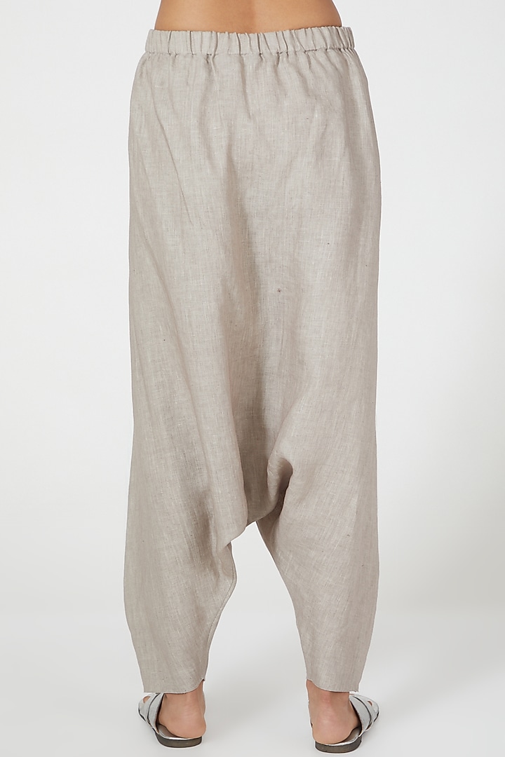 Grey Cowl Draped Pants by Wendell Rodricks at Pernia's Pop Up Shop