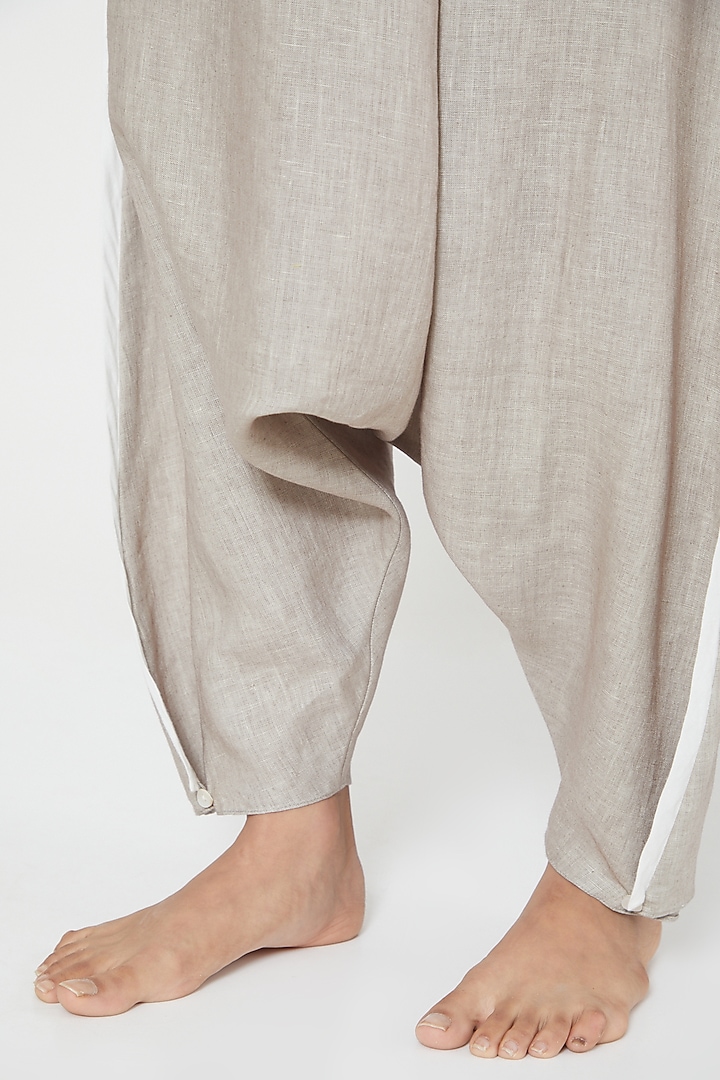 Grey Cowl Draped Pants by Wendell Rodricks at Pernia's Pop Up Shop