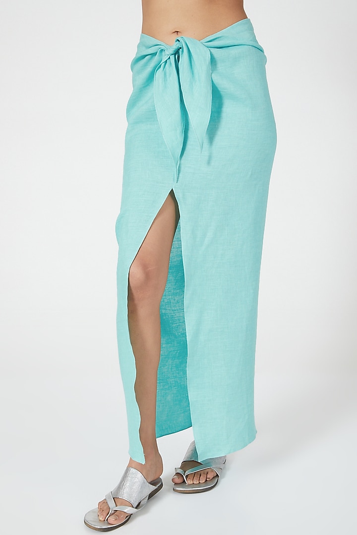 Mint Wrapover Sarong by Wendell Rodricks at Pernia's Pop Up Shop
