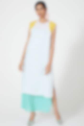 Ivory Colour Blocked Layered Dress by Wendell Rodricks at Pernia's Pop Up Shop