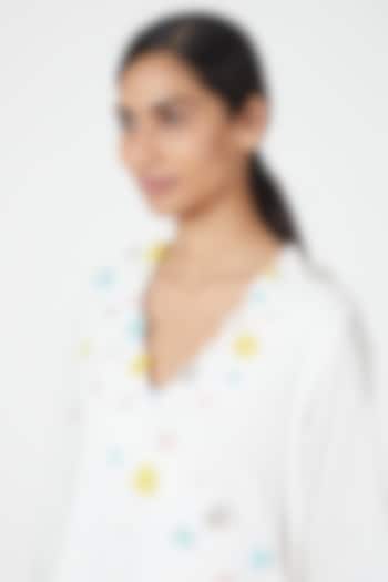 Ivory Embroidered Wrap Tunic by Wendell Rodricks