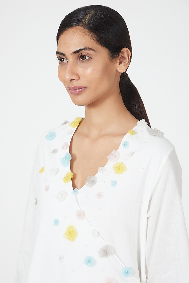 Ivory Embroidered Wrap Tunic by Wendell Rodricks