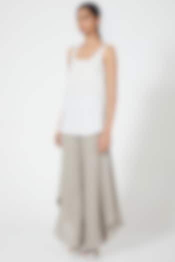 Grey Asymmetrical Palazzo Pants by Wendell Rodricks at Pernia's Pop Up Shop