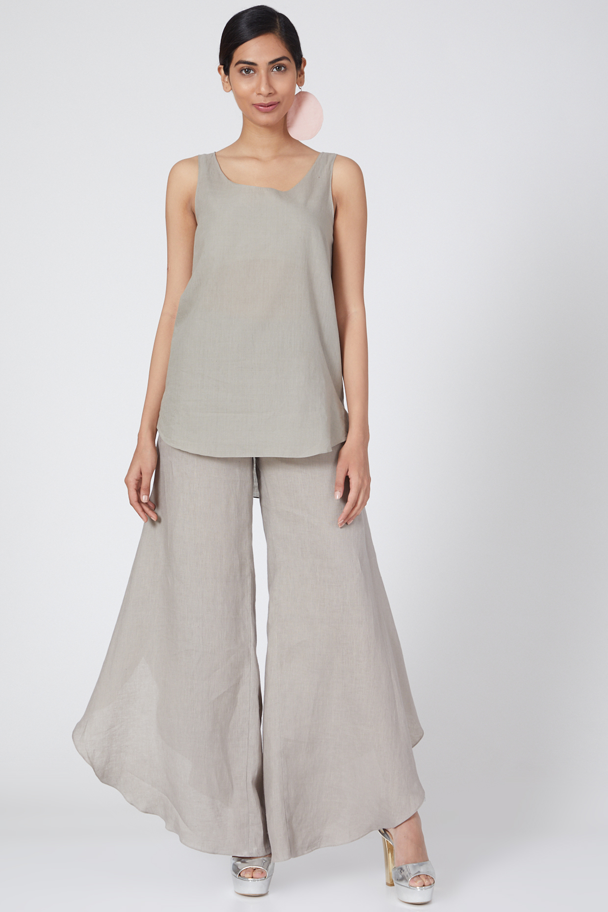 Grey Cotton Cami Top by Wendell Rodricks