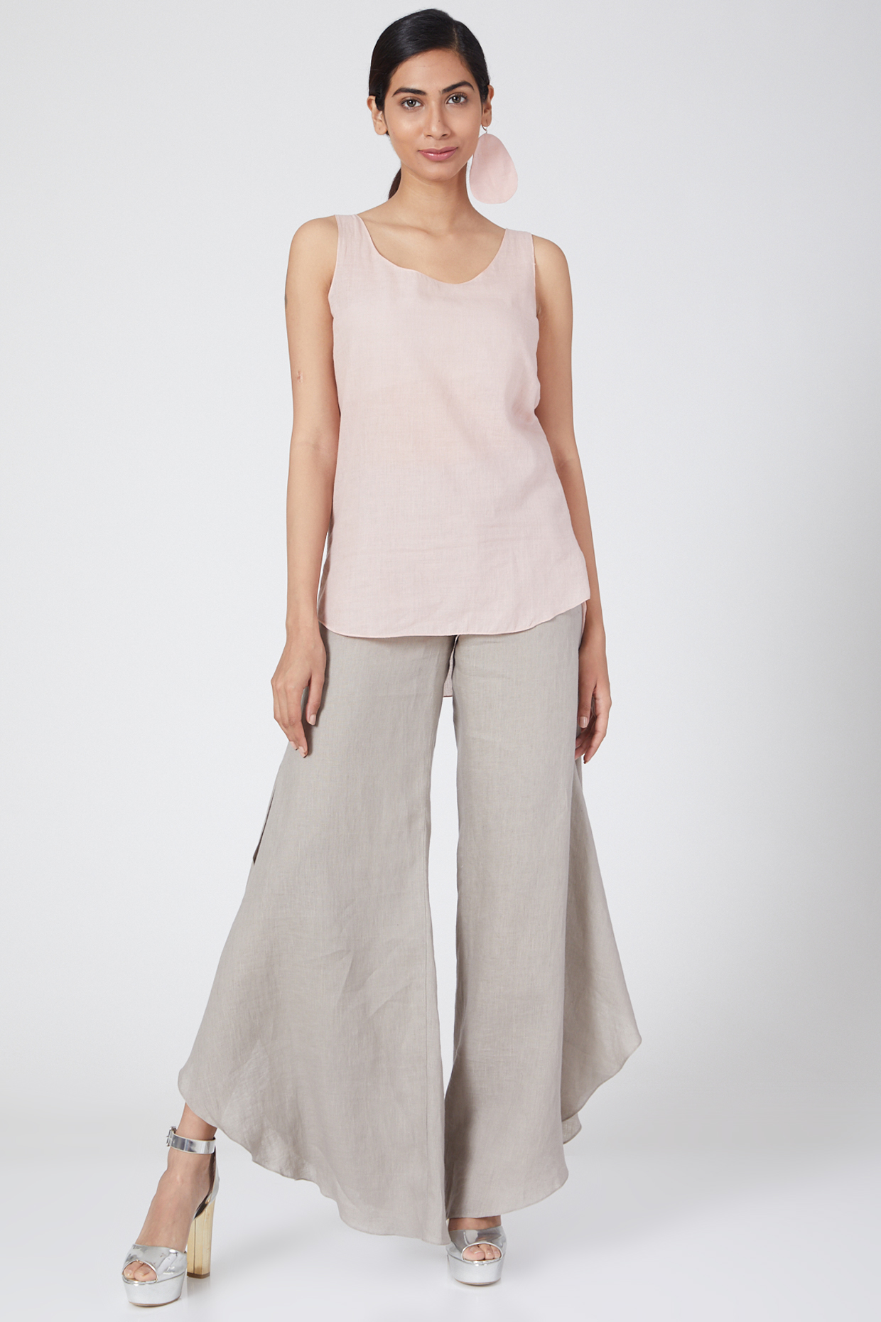 Pink Cotton Cami Top by Wendell Rodricks