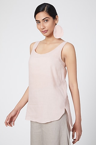 Pink Cotton Cami Top by Wendell Rodricks