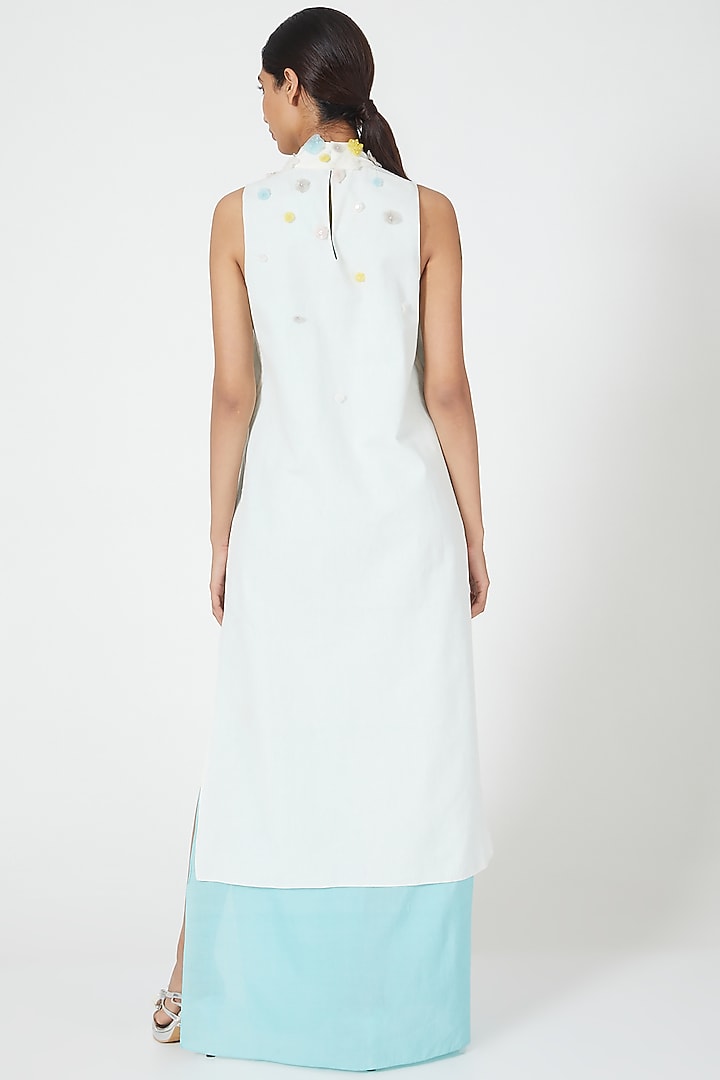 Ivory Embroidered & Layered Dress by Wendell Rodricks at Pernia's Pop Up Shop