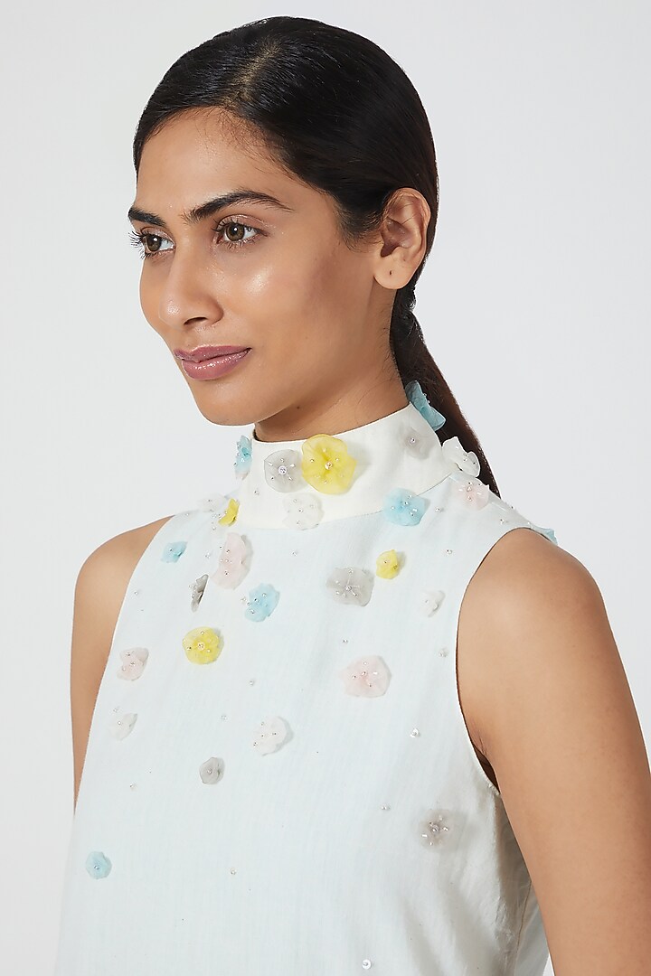 Ivory Embroidered & Layered Dress by Wendell Rodricks at Pernia's Pop Up Shop