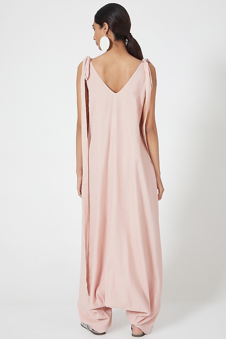 Pink Cowl Draped Jumpsuit by Wendell Rodricks at Pernia's Pop Up Shop