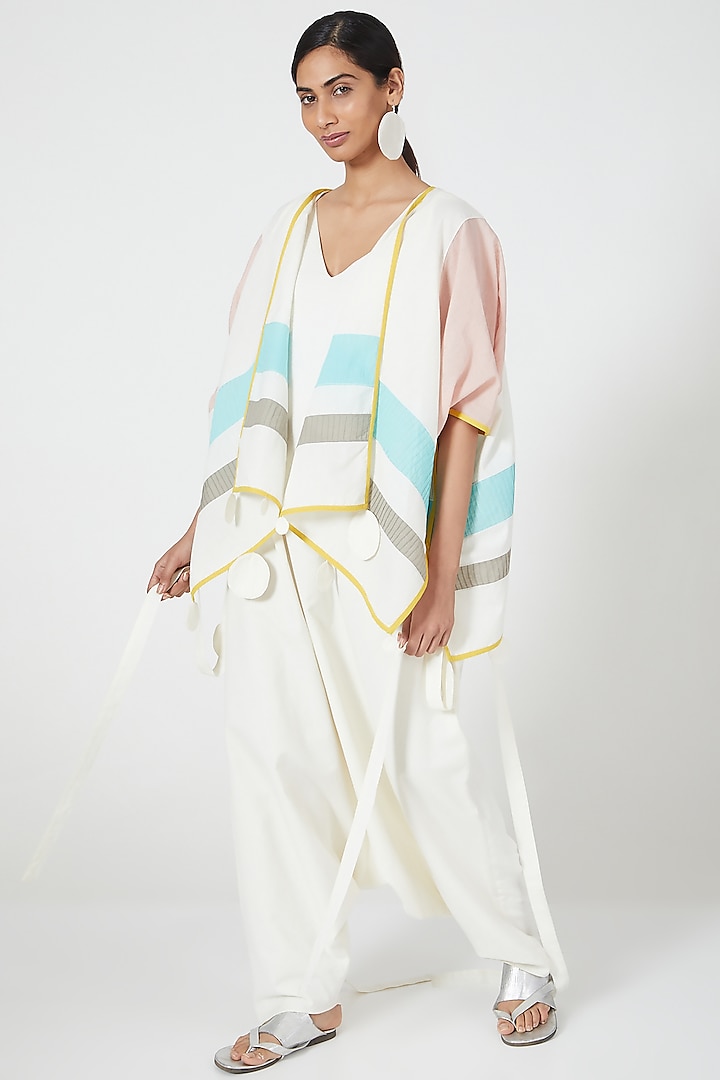 Multi Coloured Cape With Colour Blocking by Wendell Rodricks