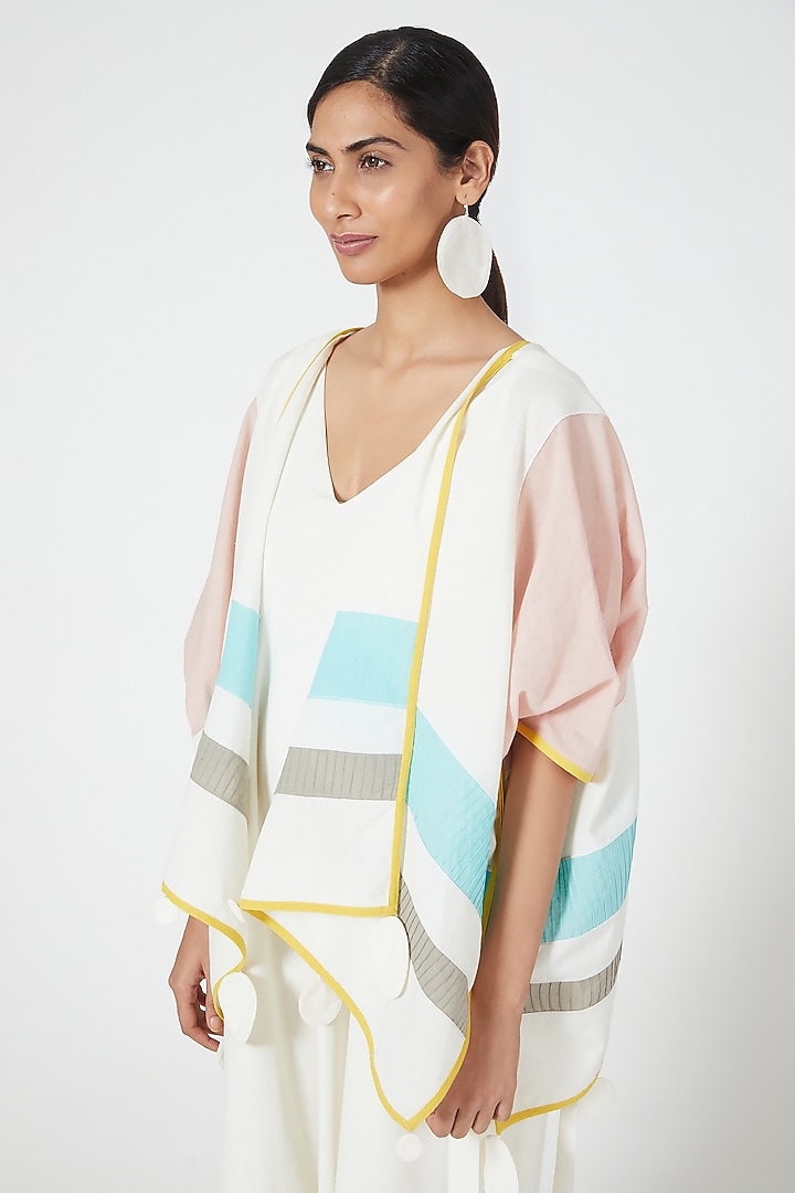 Multi Coloured Cape With Colour Blocking by Wendell Rodricks at Pernia's Pop Up Shop