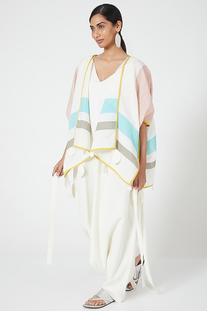 Multi Coloured Cape With Colour Blocking by Wendell Rodricks at Pernia's Pop Up Shop