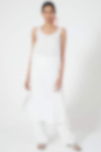 White Straight Cut Cami Dress by Wendell Rodricks