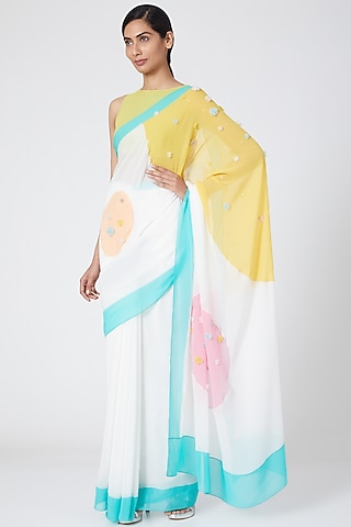 Yellow Silk Georgette Blouse by Wendell Rodricks