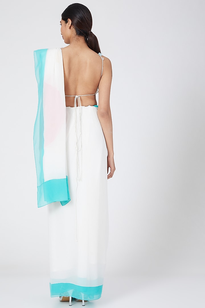 Off White Floral Embroidered Halter Blouse by Wendell Rodricks at Pernia's Pop Up Shop