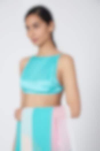 Mint Satin Silk Halter Blouse by Wendell Rodricks at Pernia's Pop Up Shop