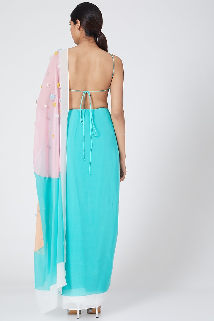 Mint Satin Silk Halter Blouse by Wendell Rodricks at Pernia's Pop Up Shop