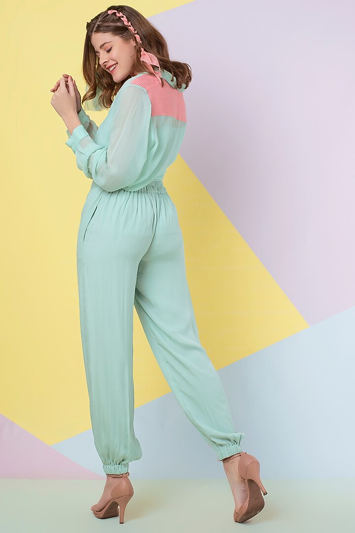 Seafoam Pintuck Pant Set by Wendell Rodricks at Pernia's Pop Up Shop