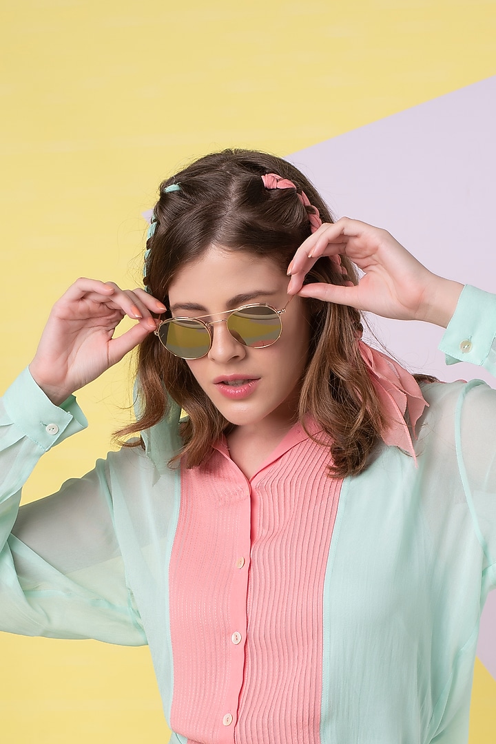 Seafoam Pintuck Shirt by Wendell Rodricks at Pernia's Pop Up Shop