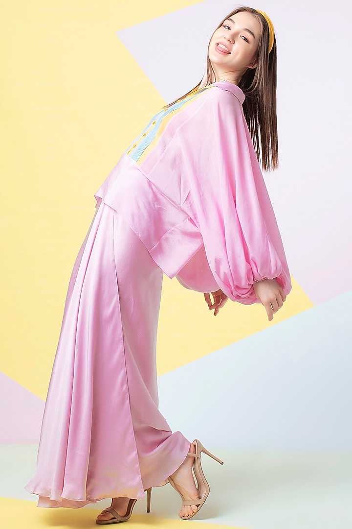 Lavender Pintuck Draped Skirt Set by Wendell Rodricks at Pernia's Pop Up Shop