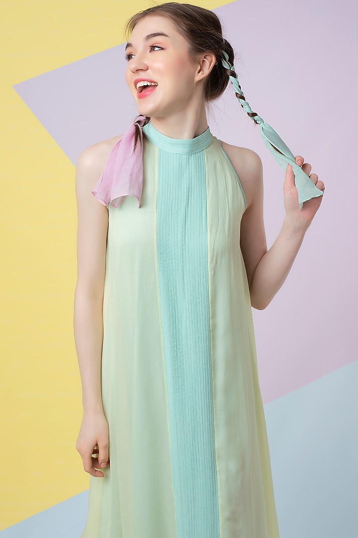 Lettuce Green Asymmetrical Summer Dress by Wendell Rodricks at Pernia's Pop Up Shop
