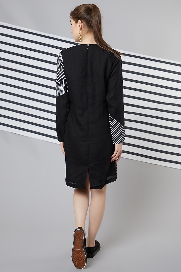 Black Monochrome Patchwork Summer Dress by Wendell Rodricks at Pernia's Pop Up Shop