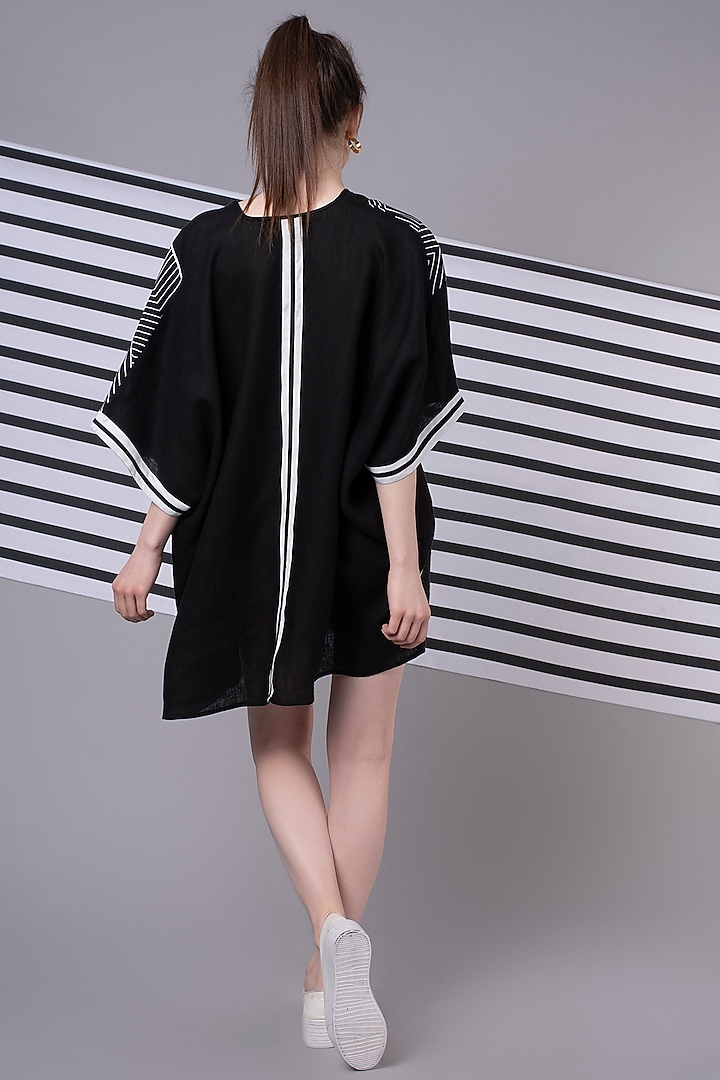 Black Monochrome Patchwork Oversize Kaftan by Wendell Rodricks at Pernia's Pop Up Shop