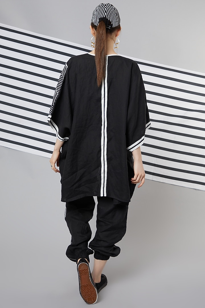 Black Monochrome Oversize Patchwork Cape by Wendell Rodricks at Pernia's Pop Up Shop