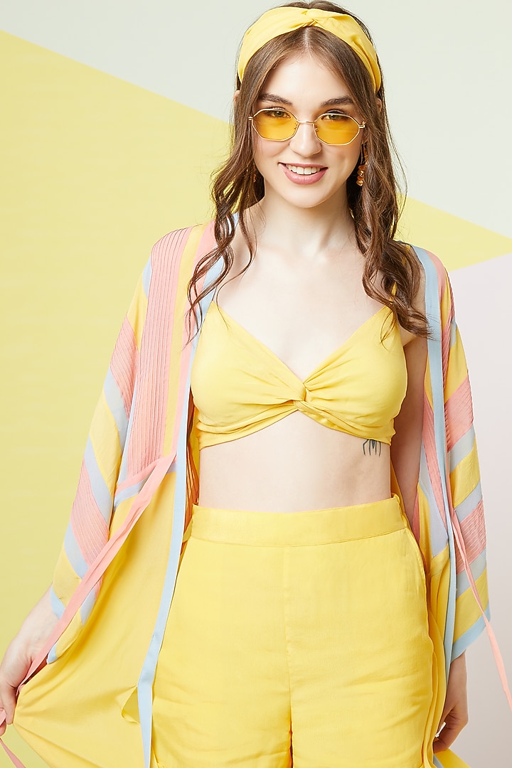 Irish Yellow Draped Bustier by Wendell Rodricks at Pernia's Pop Up Shop