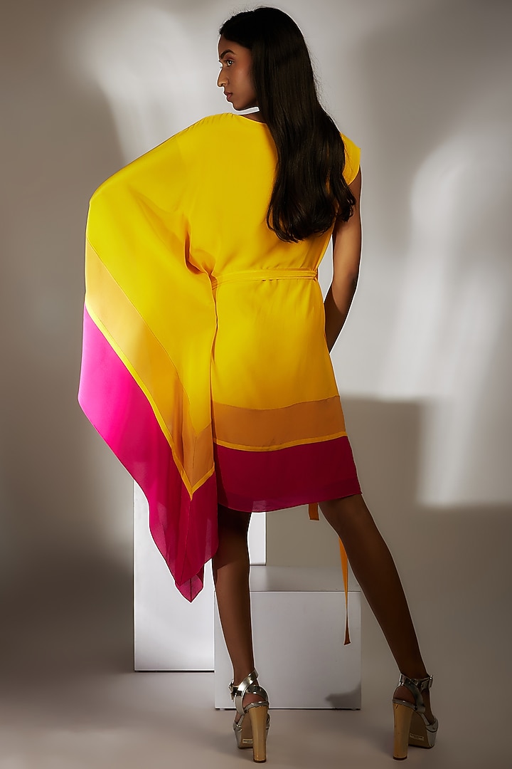 Yellow Silk Crepe Kaftan Vacation Dress by Wendell Rodricks at Pernia's Pop Up Shop