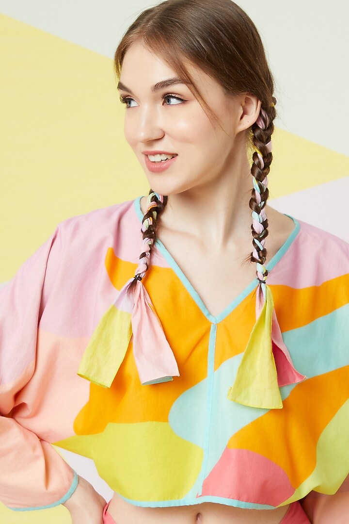 Lavender Abstract Printed Kimono Top by Wendell Rodricks at Pernia's Pop Up Shop