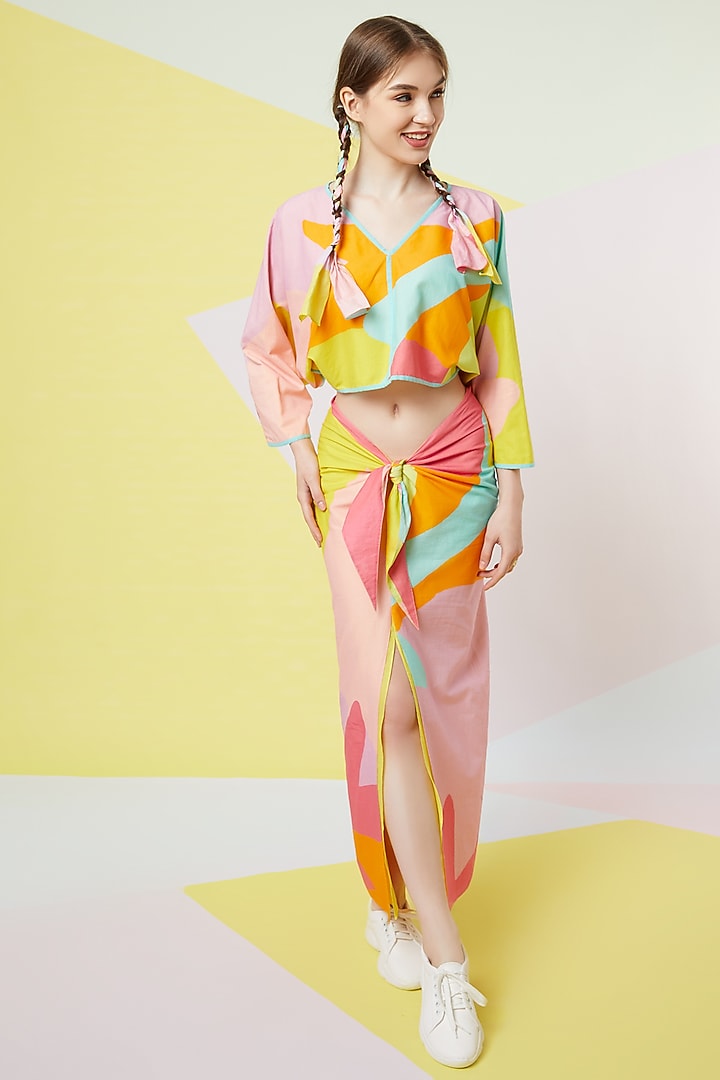 Lavender Abstract Printed Sarong Skirt by Wendell Rodricks at Pernia's Pop Up Shop