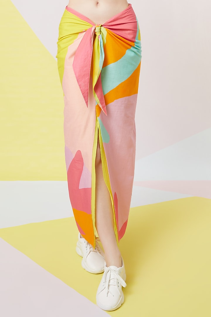 Lavender Abstract Printed Sarong Skirt by Wendell Rodricks at Pernia's Pop Up Shop