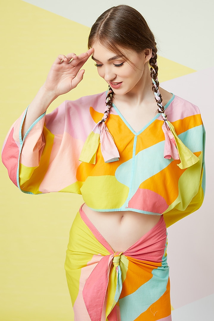 Lavender Abstract Printed Sarong Set by Wendell Rodricks at Pernia's Pop Up Shop