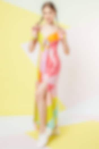 Lavender Abstract Leaf Front Tie-Up Gown by Wendell Rodricks at Pernia's Pop Up Shop